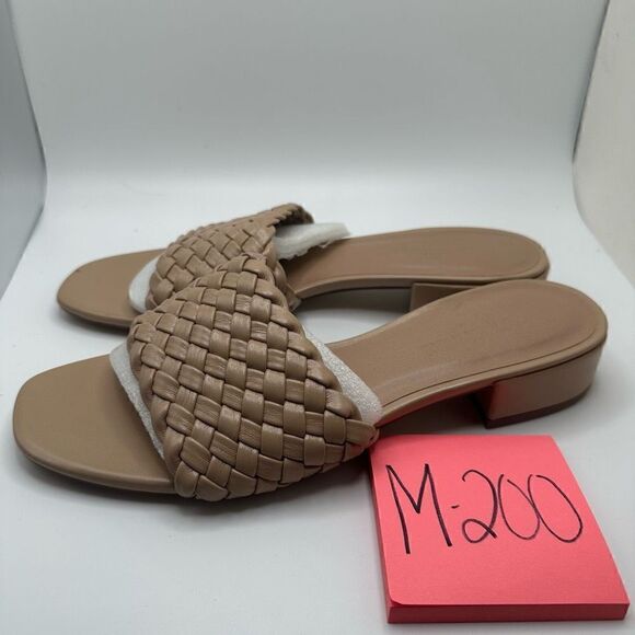 CUSHIONAIRE Women's woven low block heel sandal +Memory Foam 9 NUDE - Picture 3 of 7